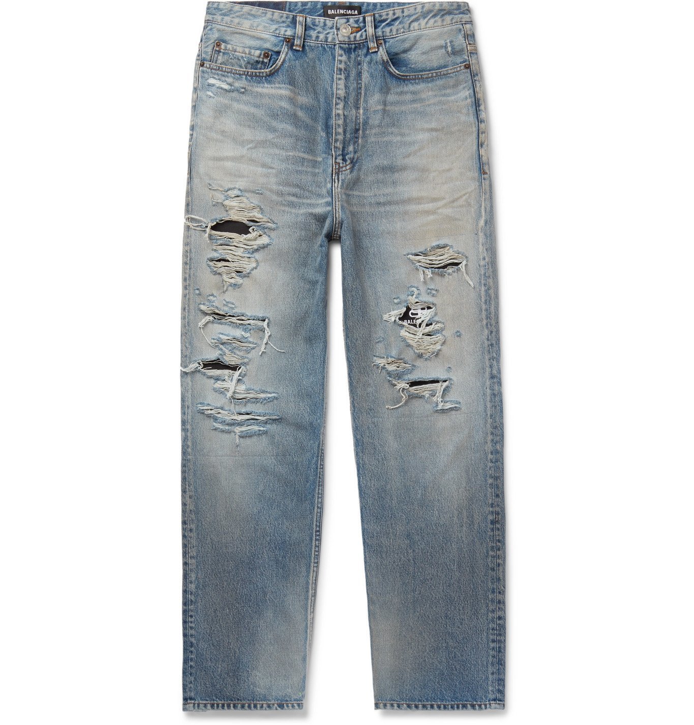 Balenciaga - Distressed Panelled Denim Jeans - Blue Balenciaga