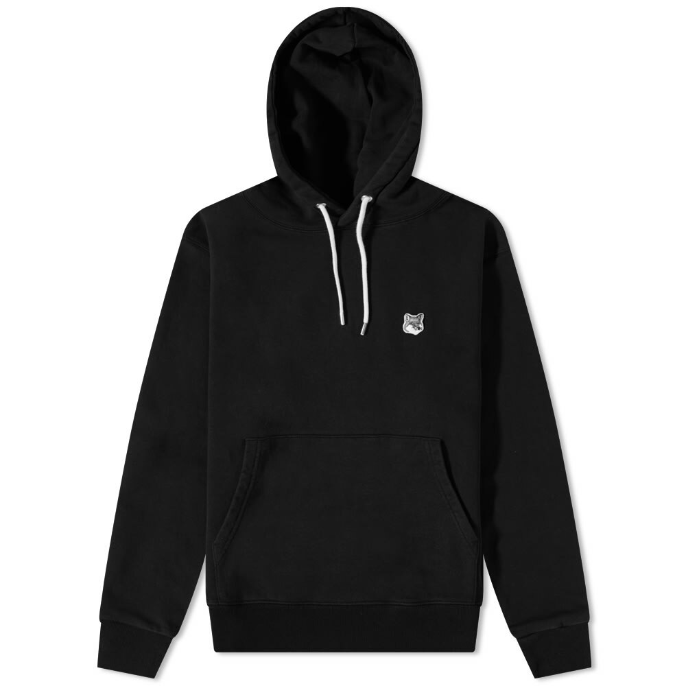 Maison Kitsuné Men's Grey Fox Head Patch Classic Hoody in Black Maison