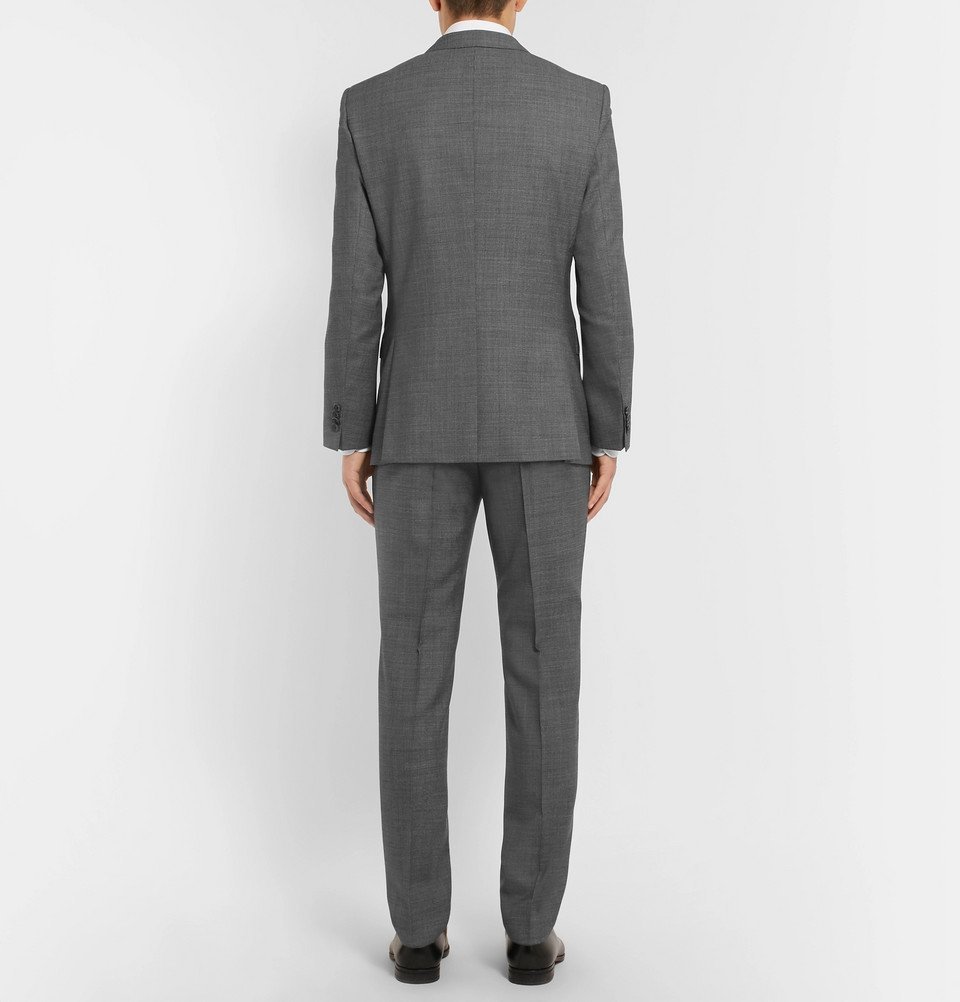 Hugo Boss - Grey Slim-Fit Mélange Super 130s Virgin Wool Suit - Men ...