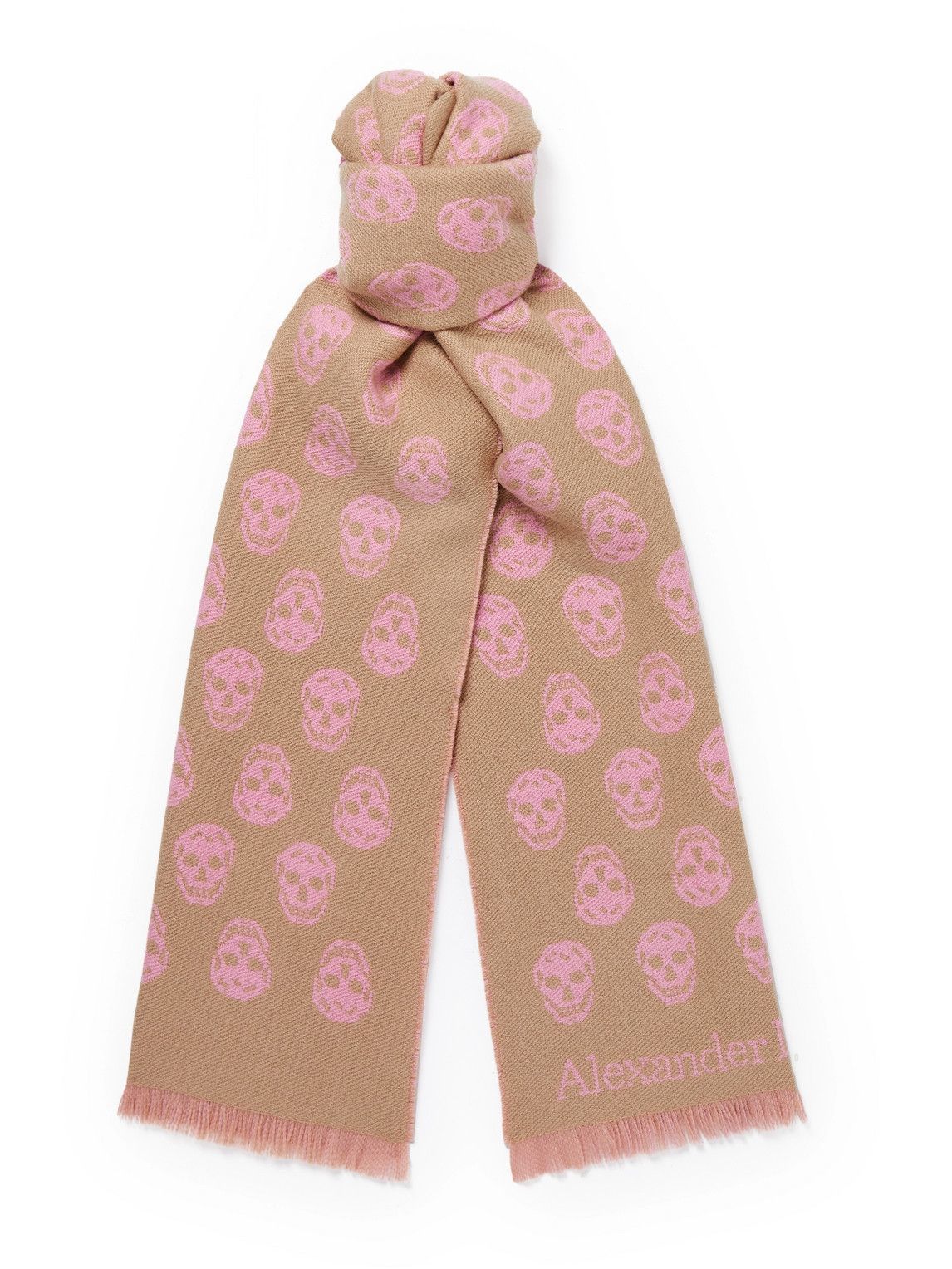 Alexander McQueen Reversible Fringed LogoJacquard Wool Scarf
