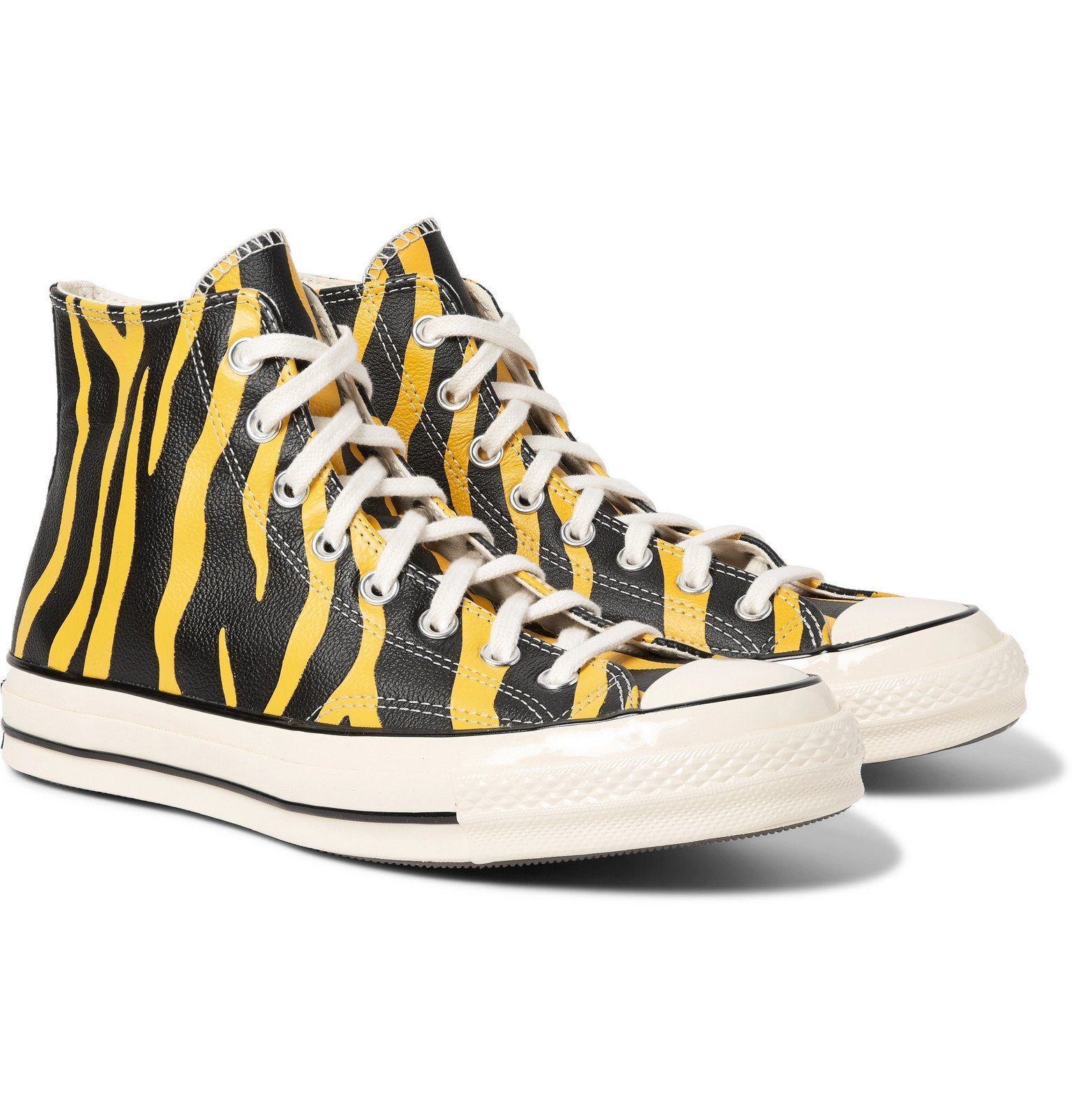 yellow converse leather
