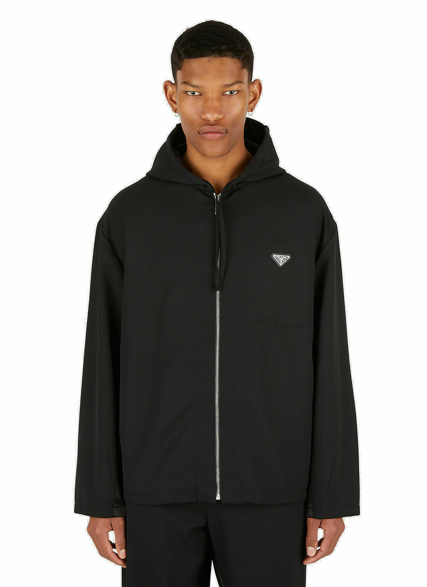 Photo: Triangle Plaque Hooded Jacket in Black
