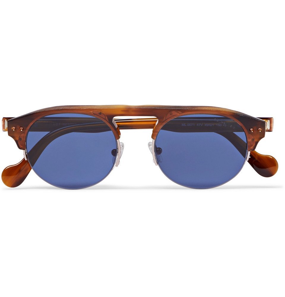 moncler brown tortoiseshell round sunglasses