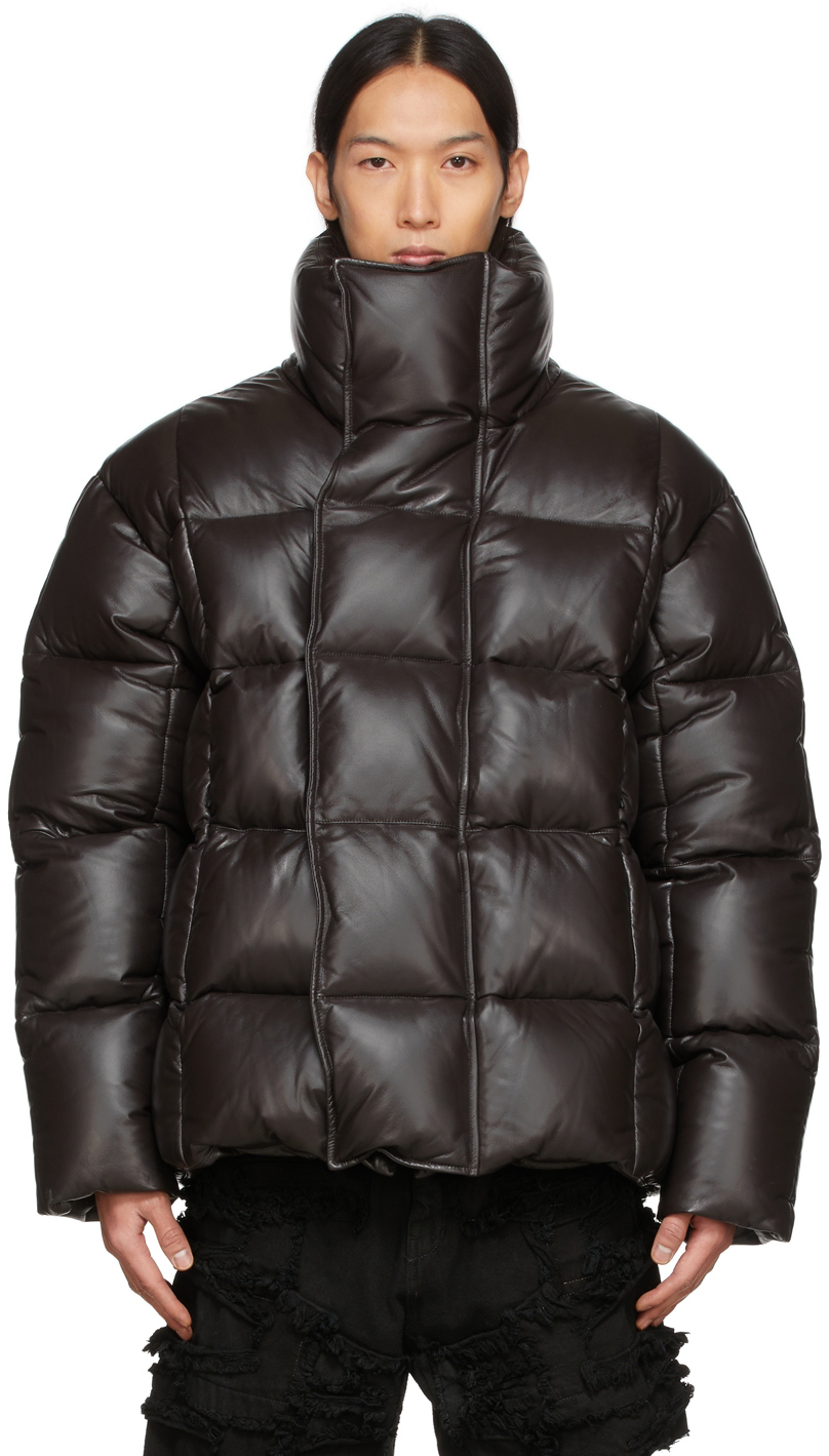 Givenchy Brown Lambskin Down Puffer Jacket Givenchy