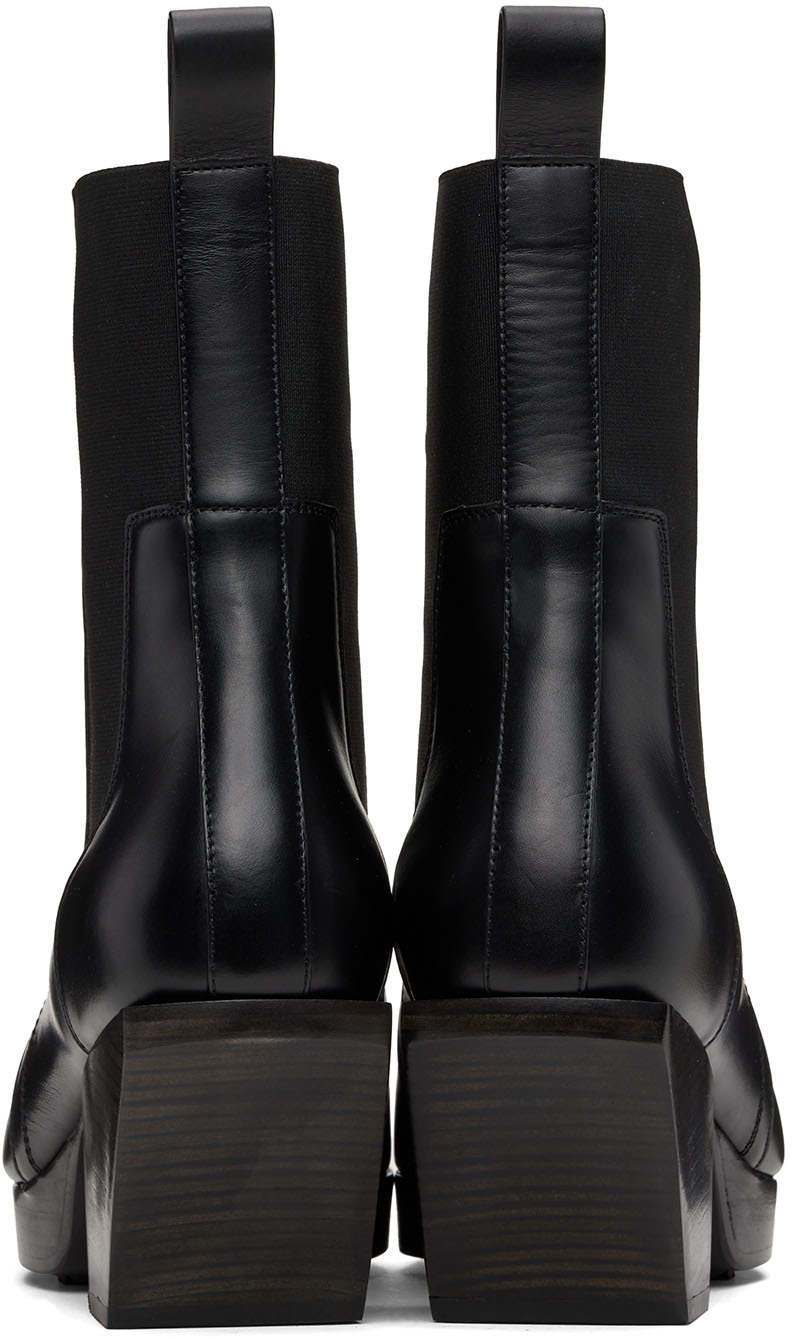 Rick Owens Black Leather Silver Boots