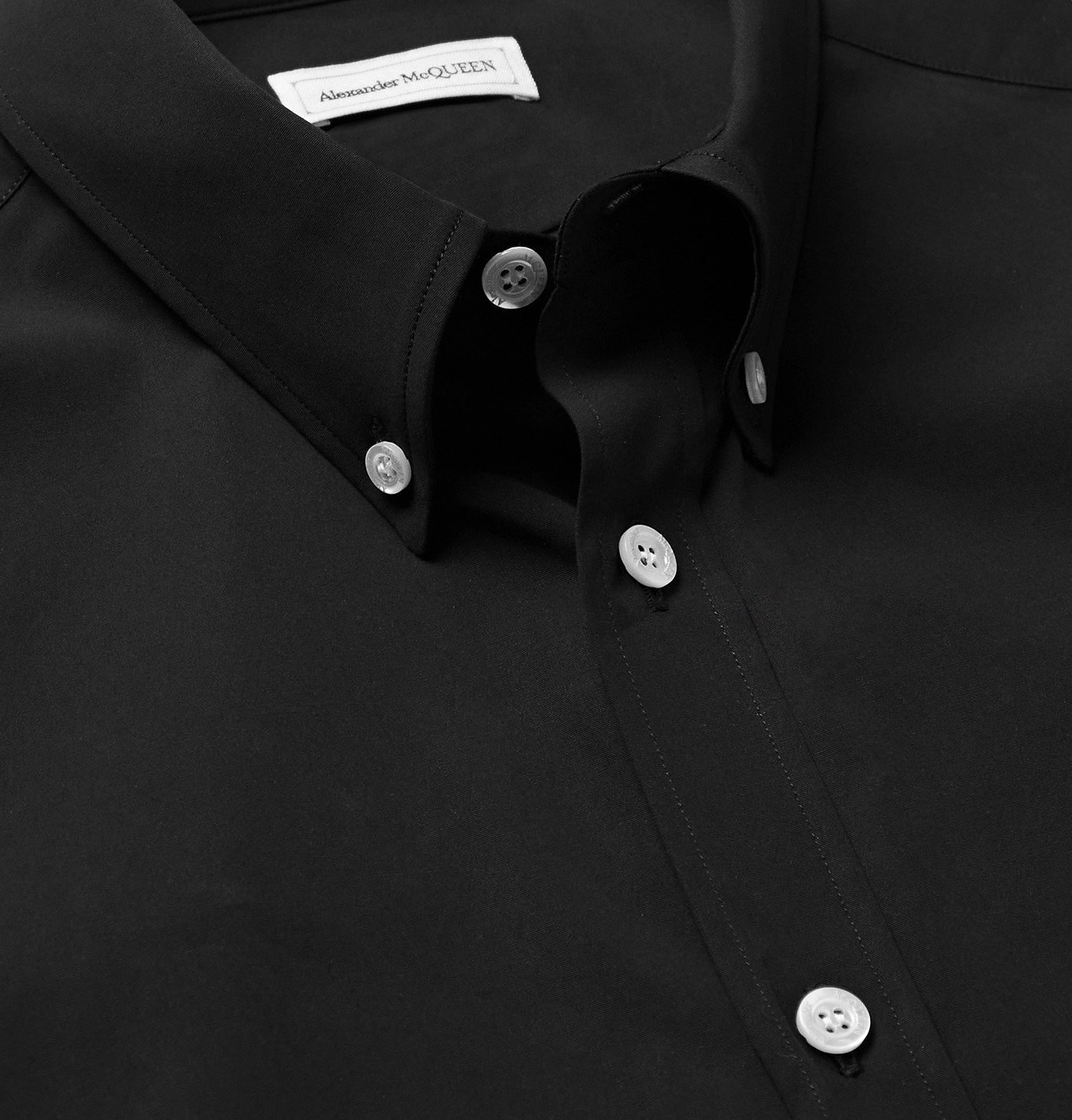 ALEXANDER MCQUEEN - Button-Down Collar Logo-Embroidered Stretch-Cotton ...