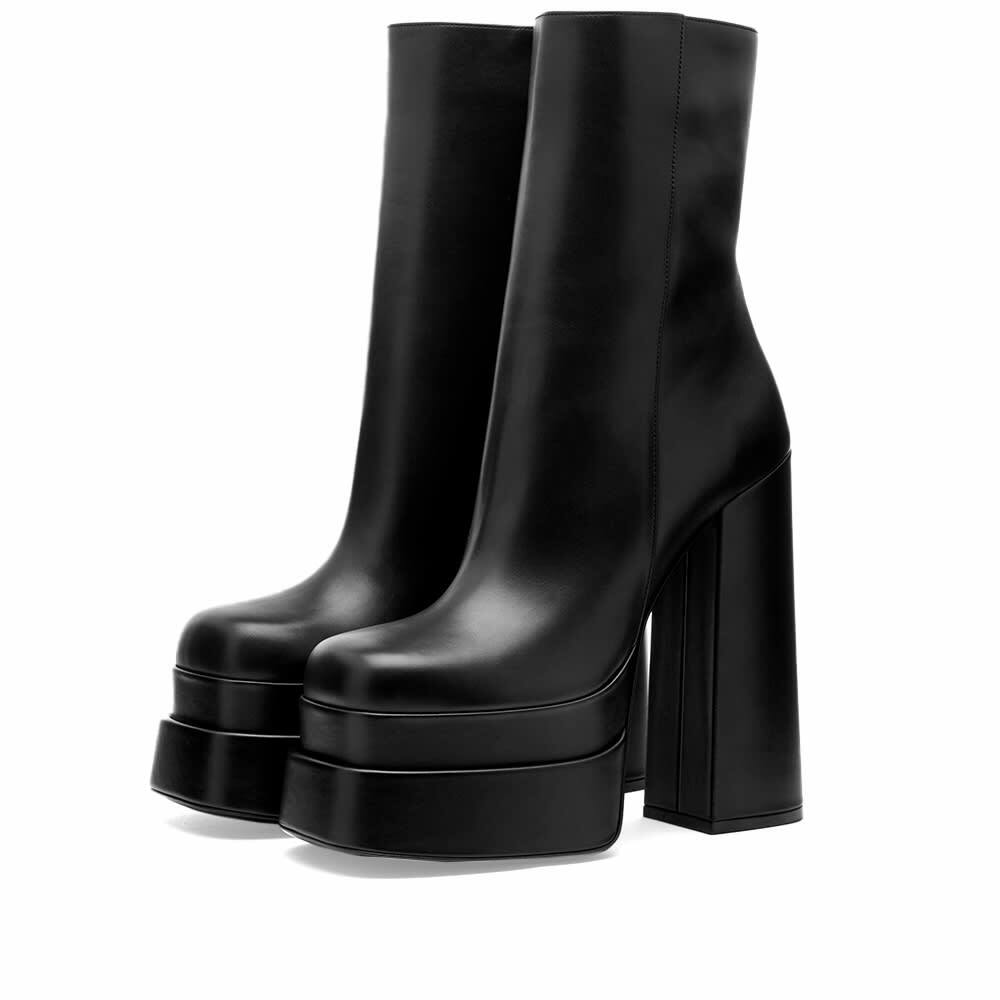 Versace Women's Leather Platform Boot in Black Versace