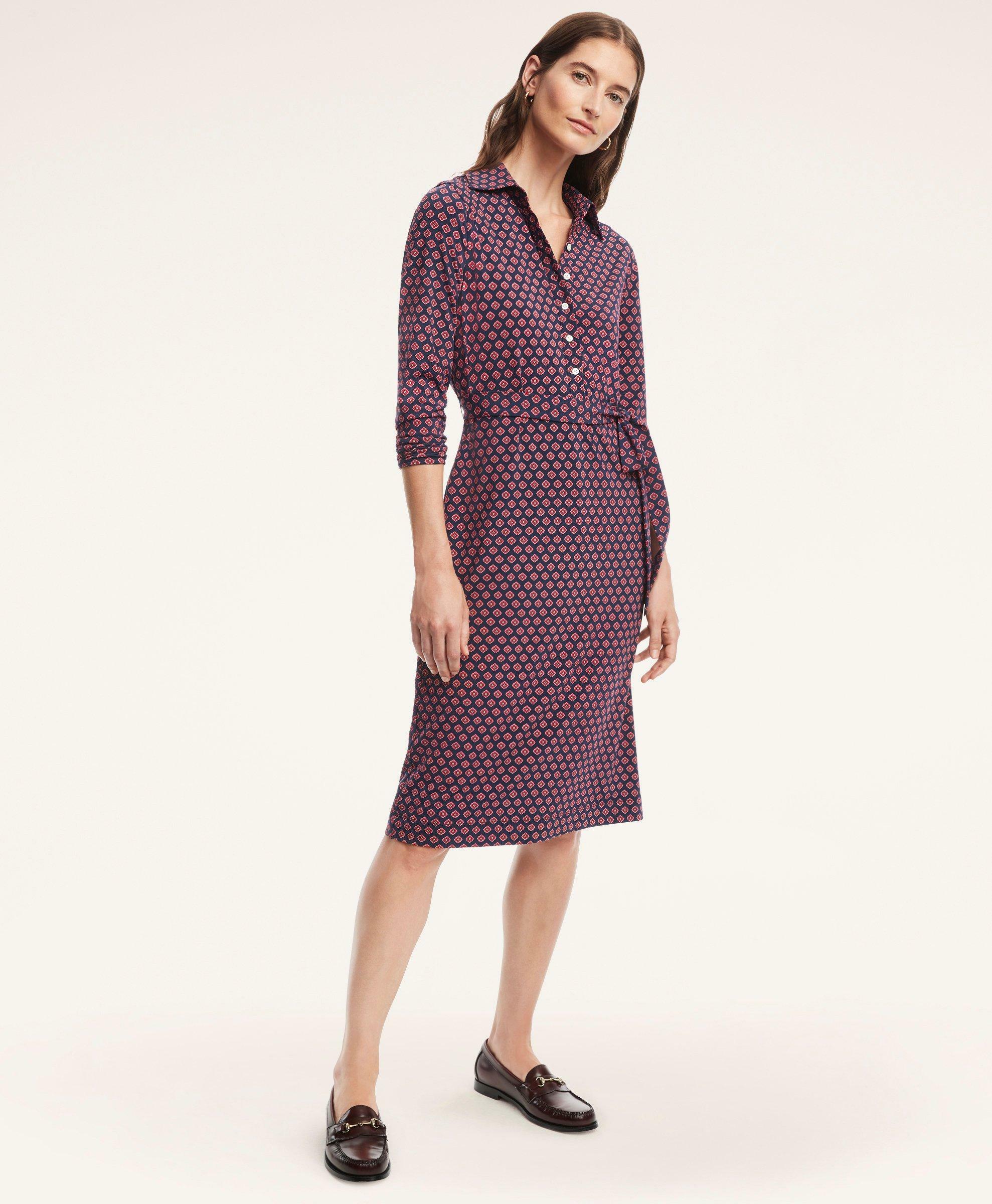Brooks Brothers Women's Foulard Print Knit Dress | Navy