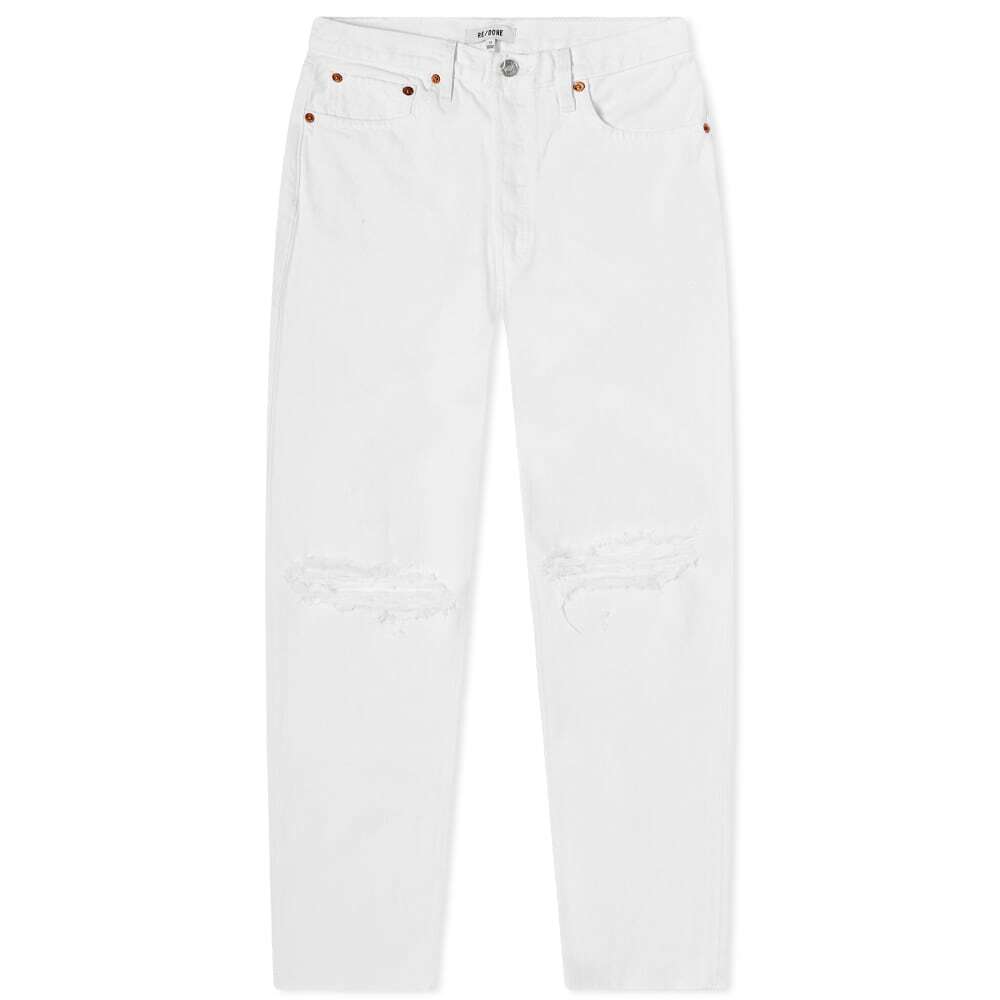 Re/done Women's 70s Stove Pipe Jean in White Destroyed Re/Done