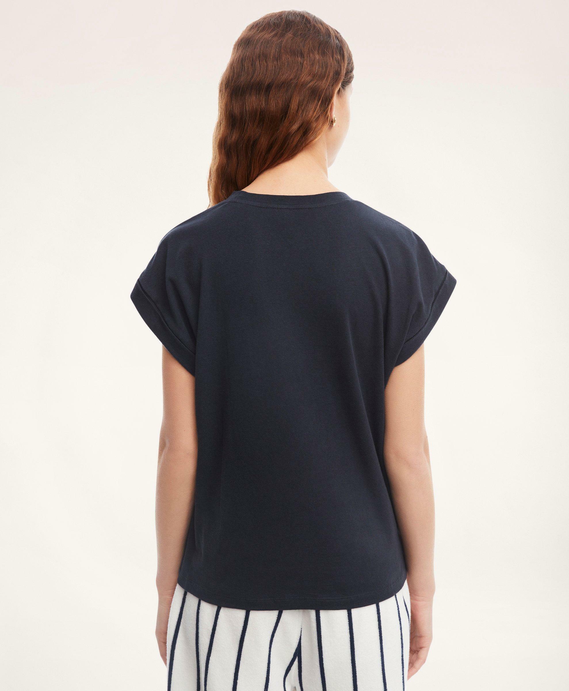 Brooks Brothers Women's Linen Cotton T-Shirt | Navy