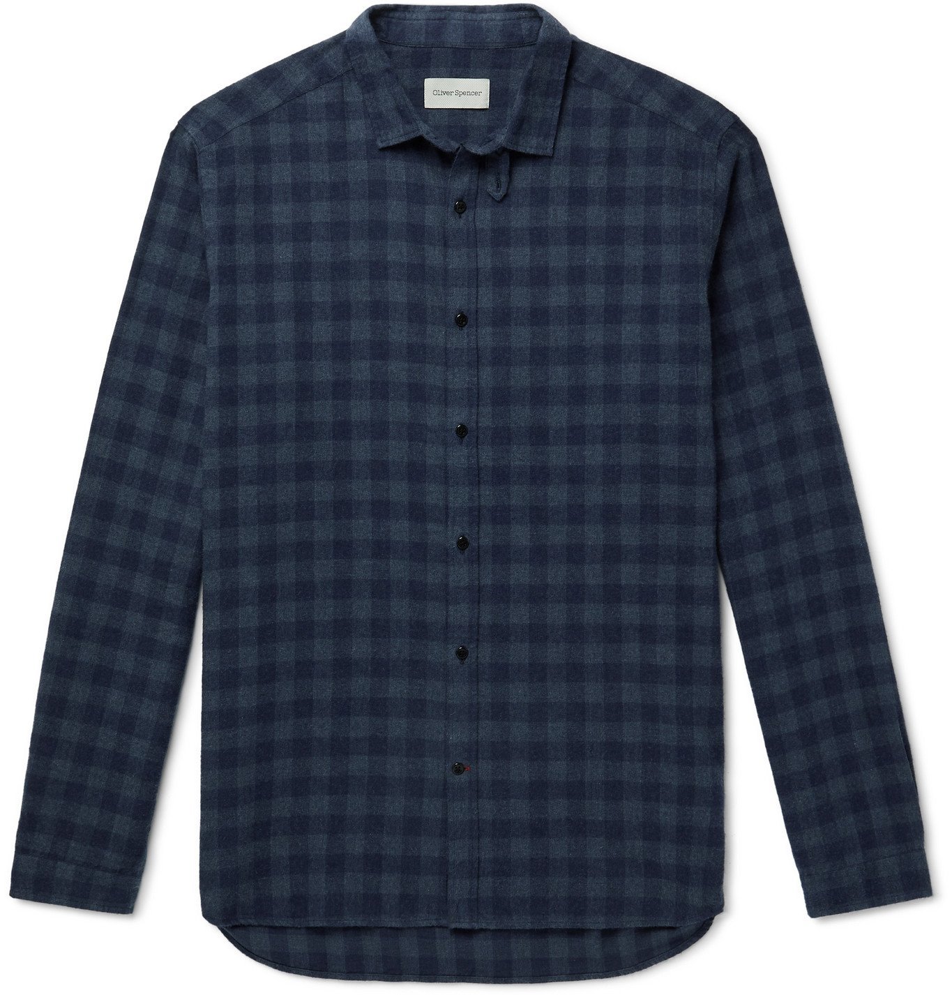 OLIVER SPENCER - Clerkenwell Checked Brushed Cotton-Flannel Shirt - Blue
