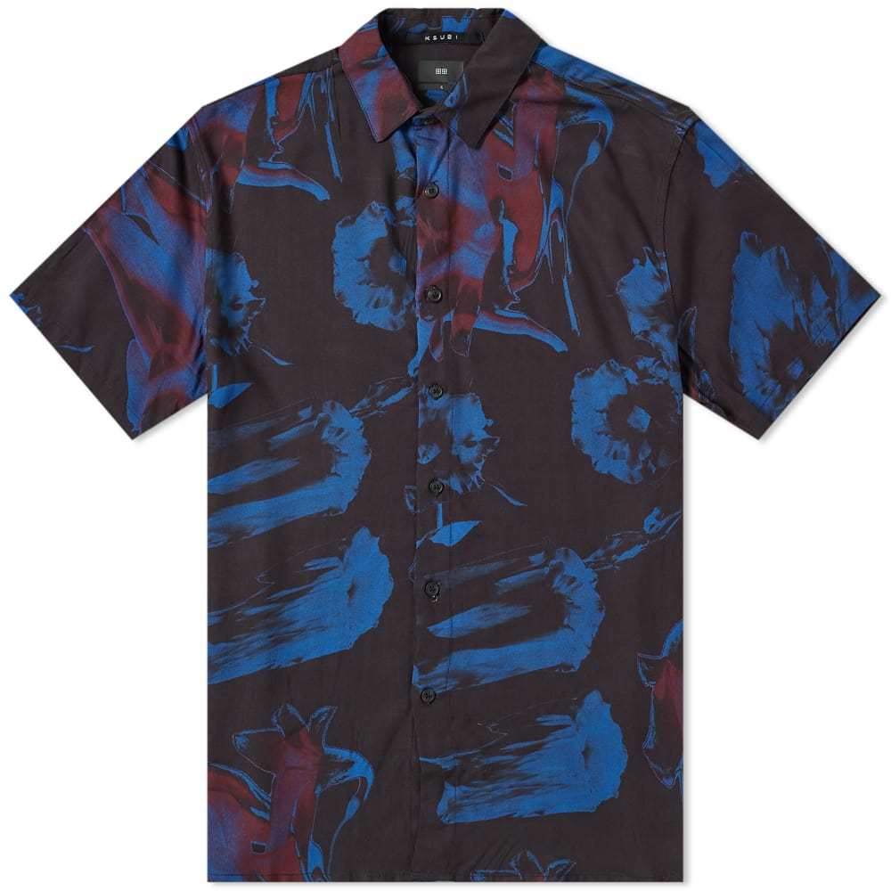 Ksubi Short Sleeve Petrol Flower Shirt Ksubi