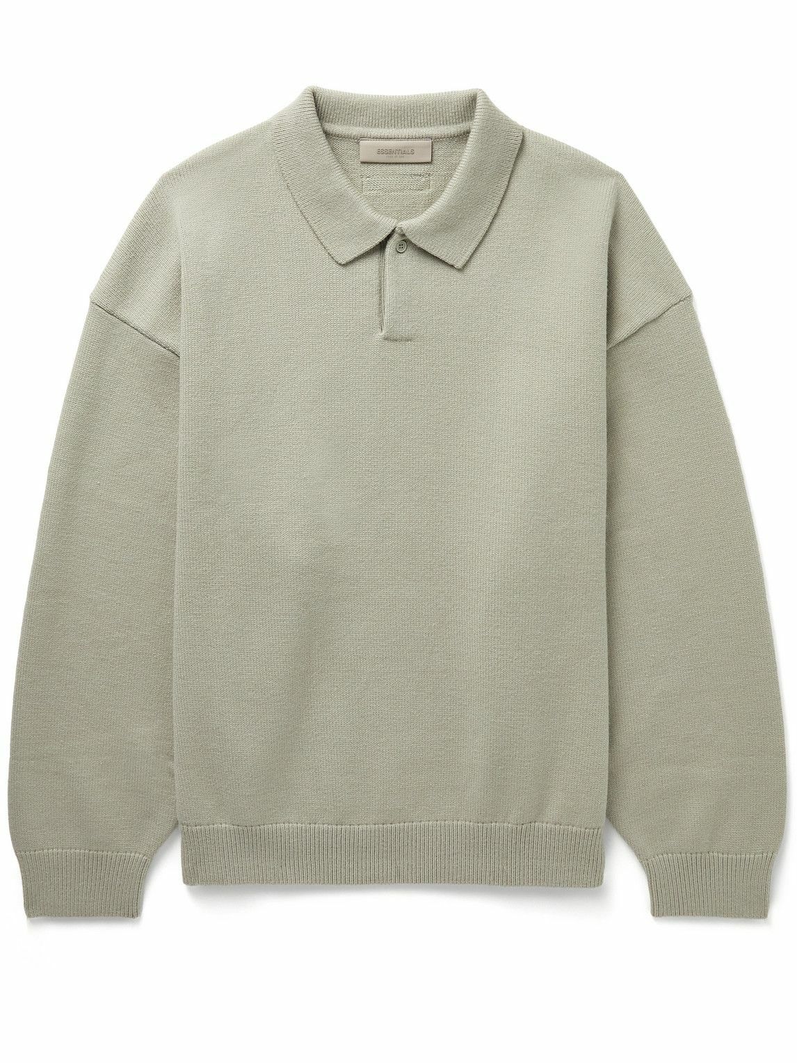 FEAR OF GOD ESSENTIALS - Oversized Knitted Polo Sweater - Gray Fear Of ...