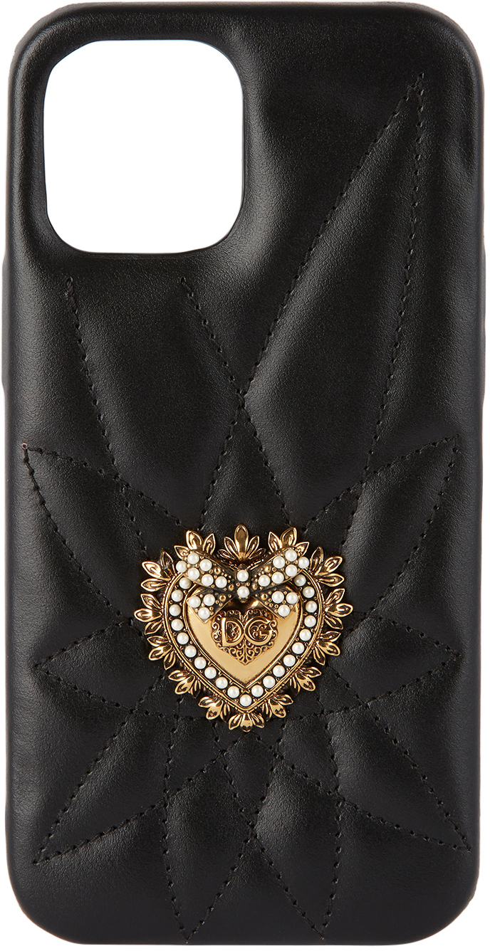 Dolce & Gabbana Black Lambskin Devotion iPhone 12 Pro Max Case Dolce &  Gabbana