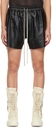 Rick Owens Black Penta Leather Shorts