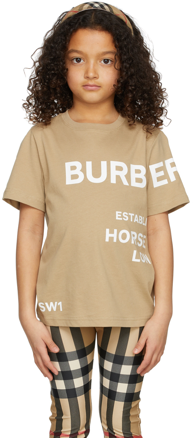 Burberry Kids Beige Horseferry Print T-Shirt Burberry