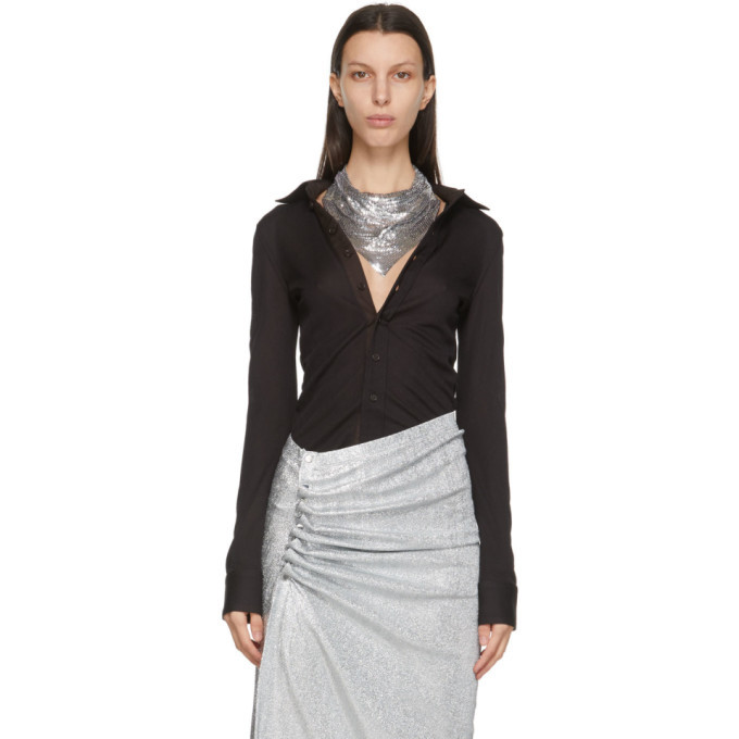Paco Rabanne Silver Mesh Scarf Necklace 