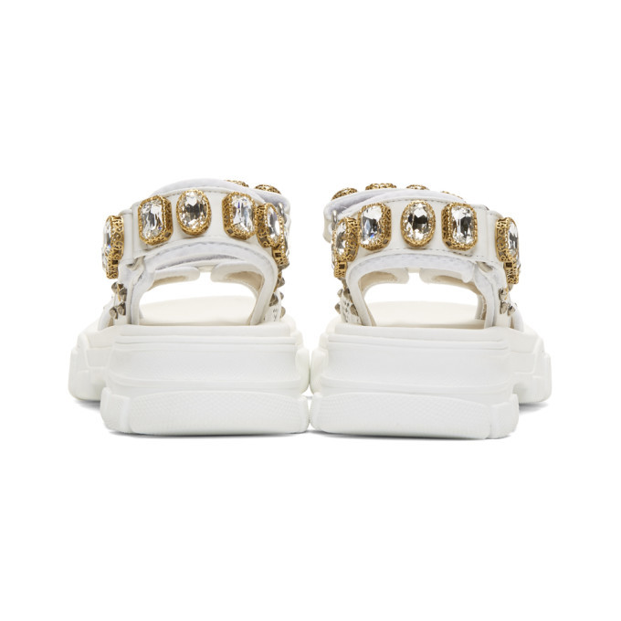 gucci white crystal aguru chunky sandals