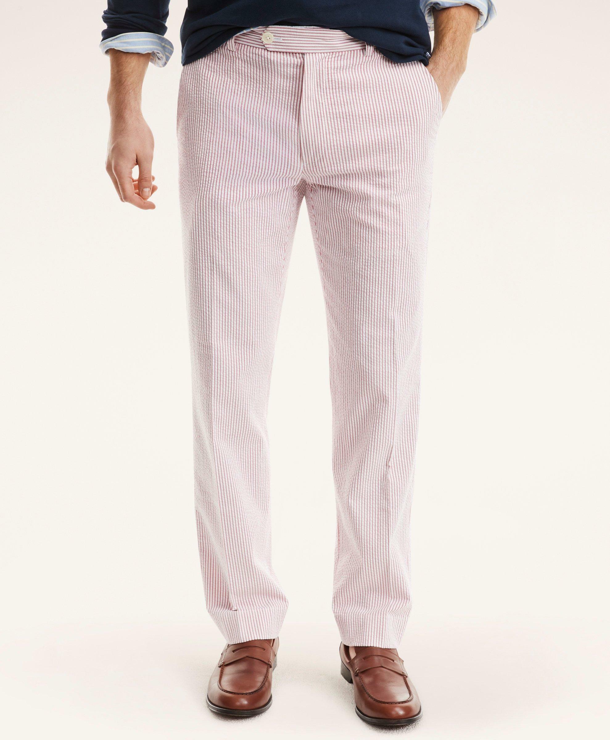 Brooks Brothers Men's Clark Straight-Fit Cotton Seersucker Pants | Red ...