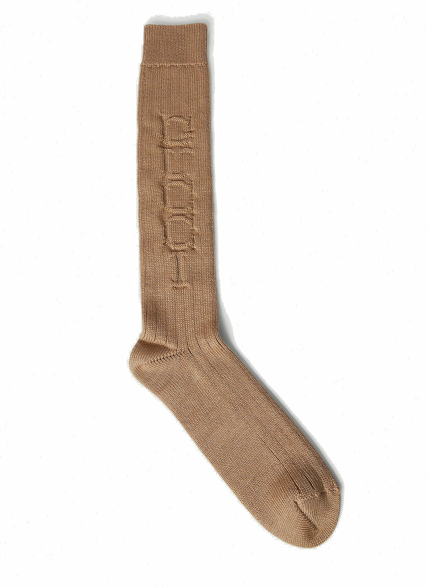 Photo: Logo Debossed Socks in Beige