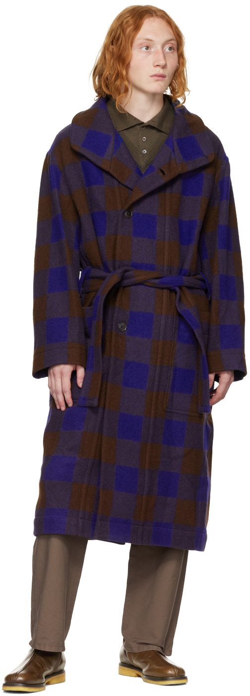Lemaire Blue & Brown Bathrobe Coat Lemaire