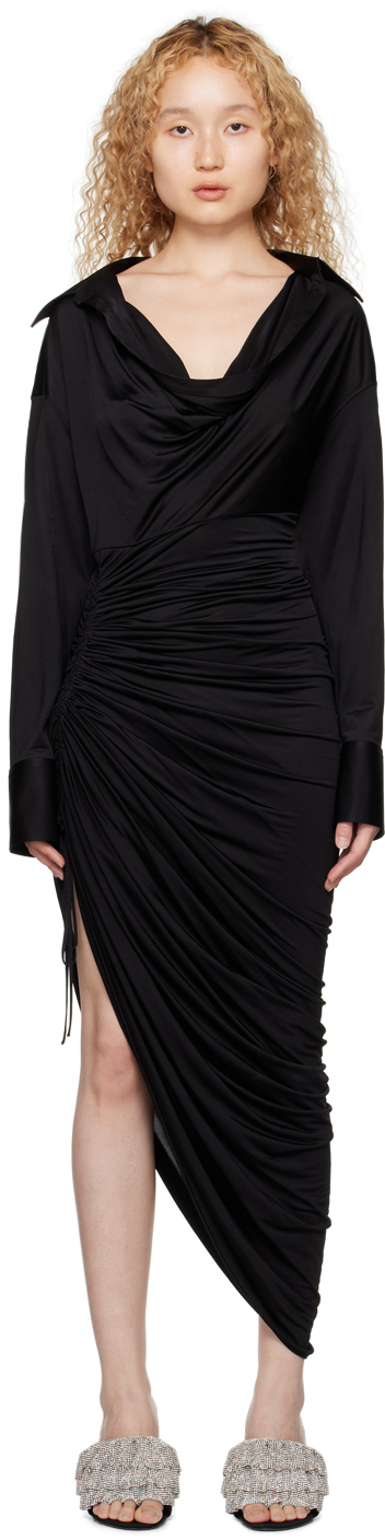 Alexander Wang Black Asymmetric Midi Dress Alexander Wang