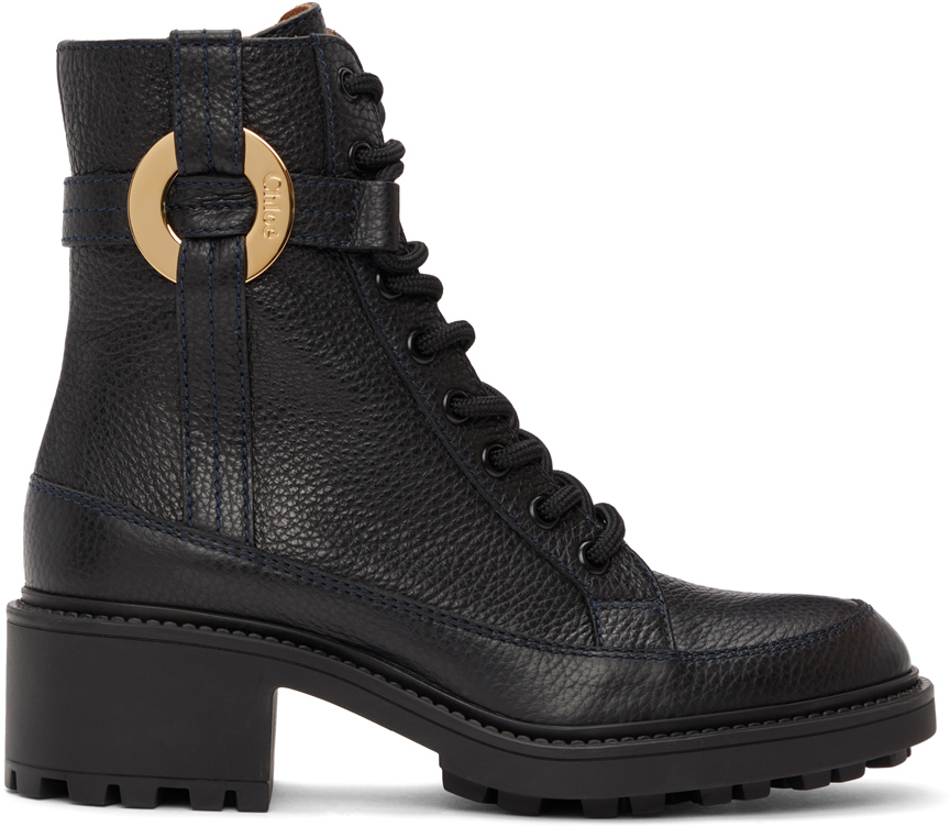 Chloé Black Darryl LaceUp Boots Chloe