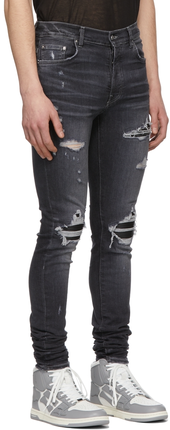 AMIRI Grey MX1 Leather Jeans Amiri