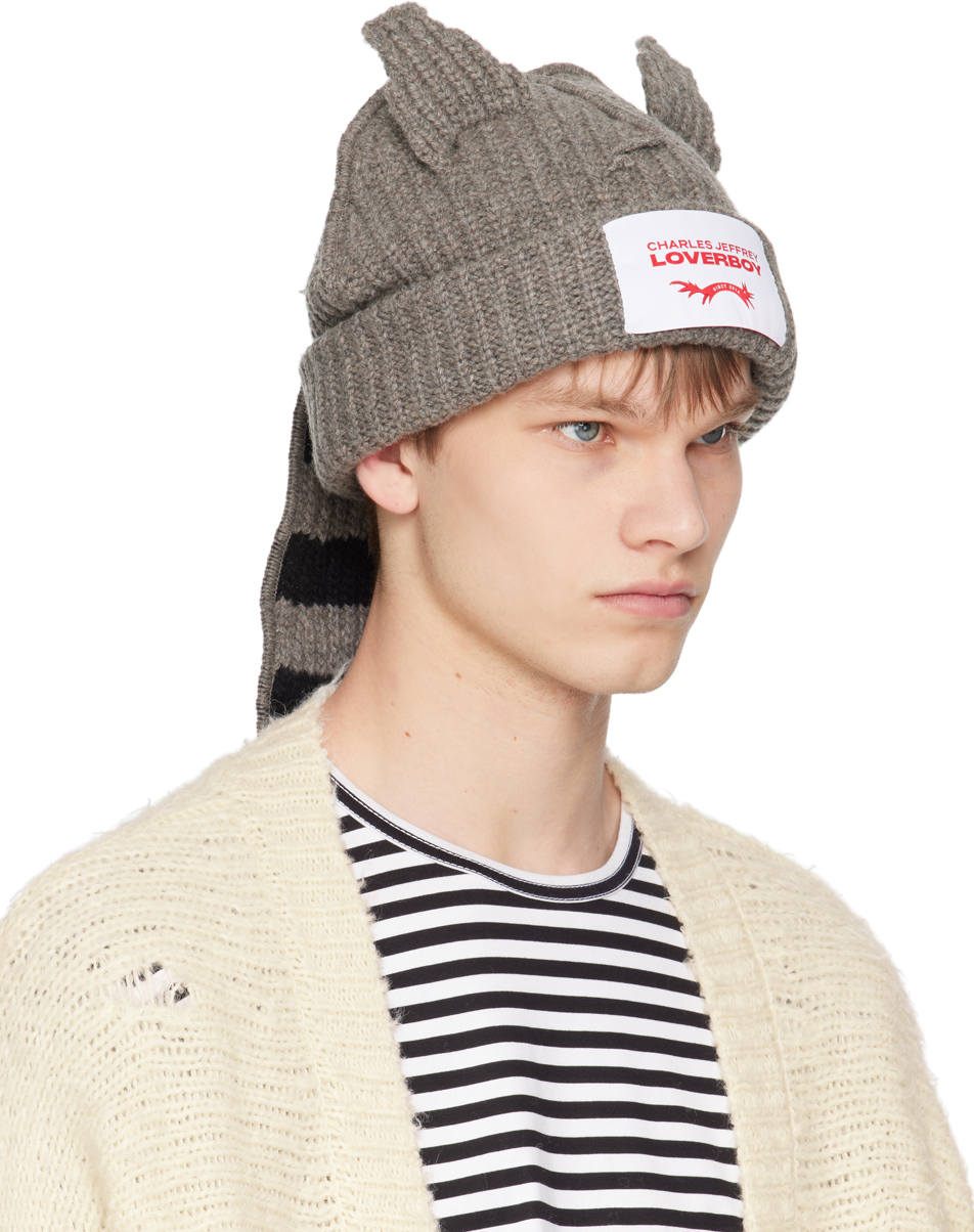 Charles Jeffrey Loverboy Gray Chunky Racoon Beanie Charles Jeffrey Loverboy