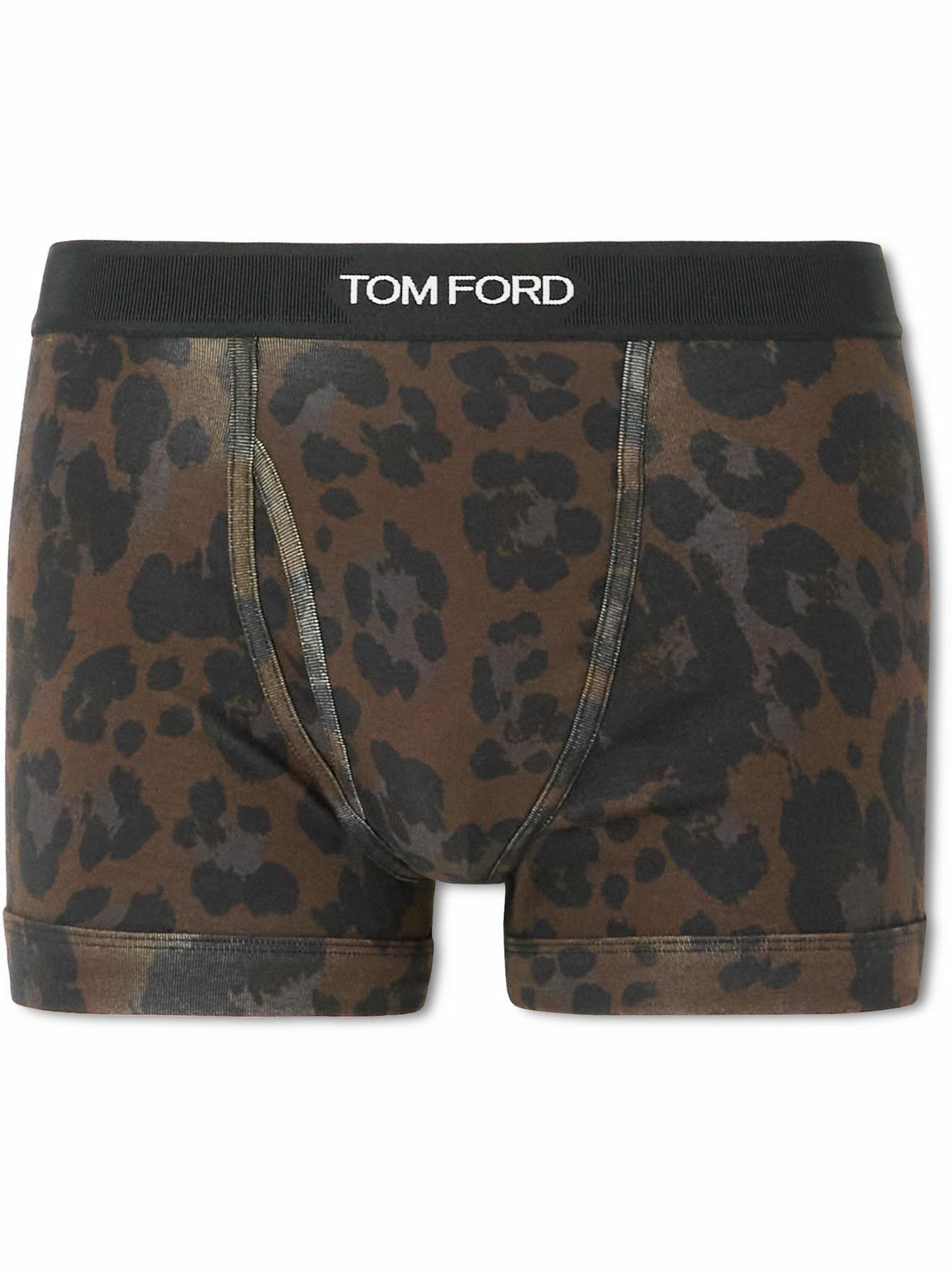 TOM FORD - Leopard-Print Stretch-Cotton Boxer Briefs - Brown TOM FORD