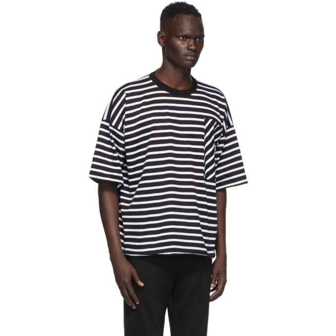 N.Hoolywood Black and White Striped T-Shirt N.Hoolywood