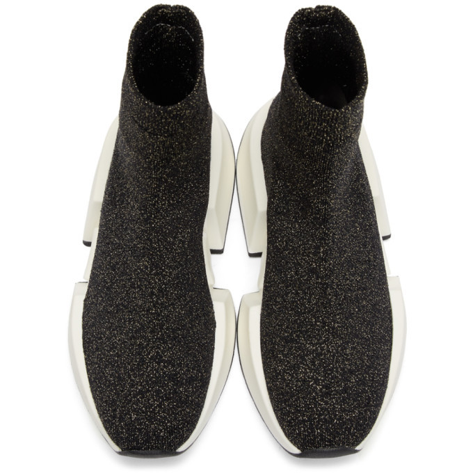MM6 Maison Martin Margiela Black Glitter Sock High-Top Sneakers 