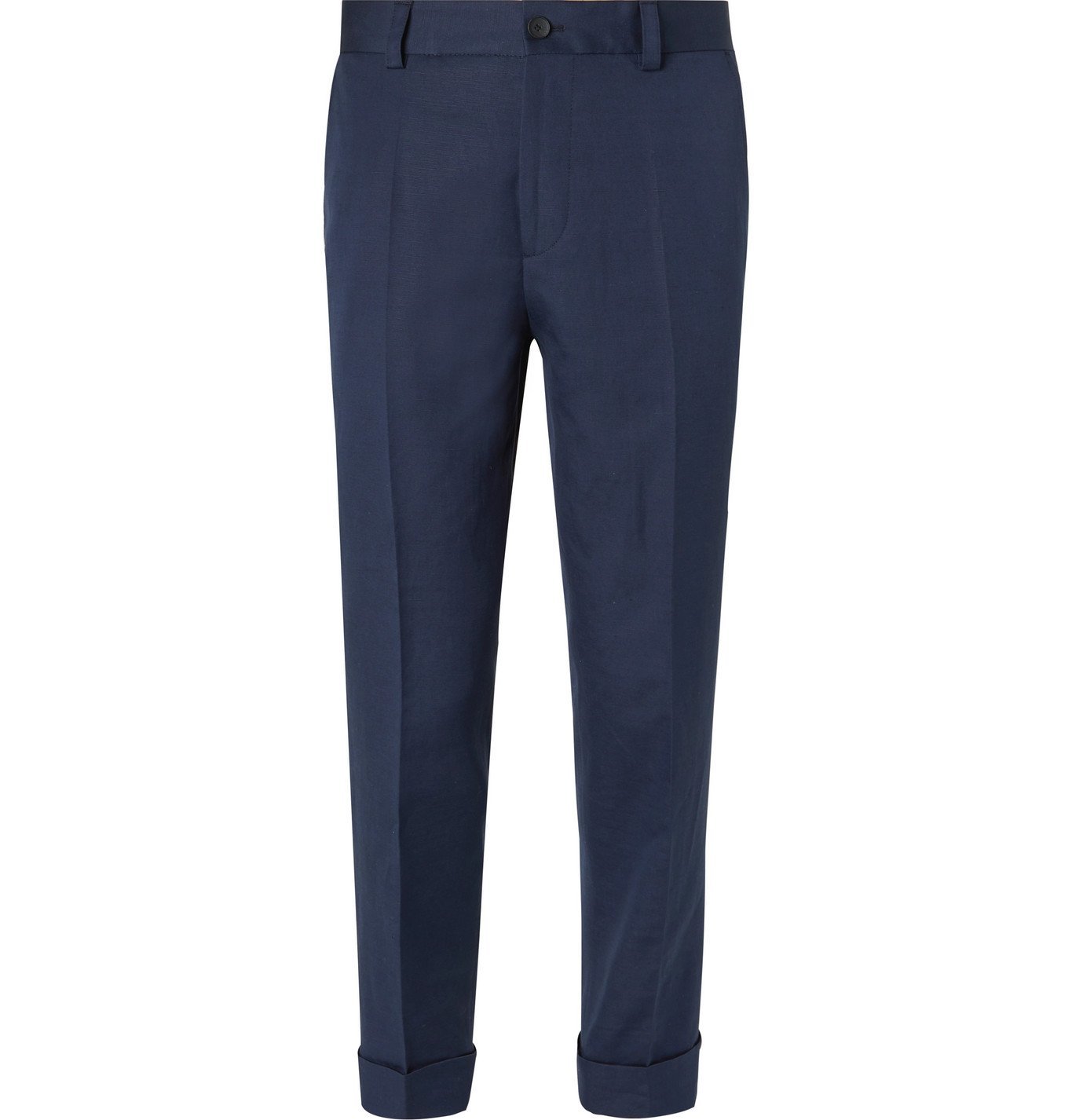 Hugo Boss - Perin Tapered Cotton and Linen-Blend Trousers - Blue Hugo Boss