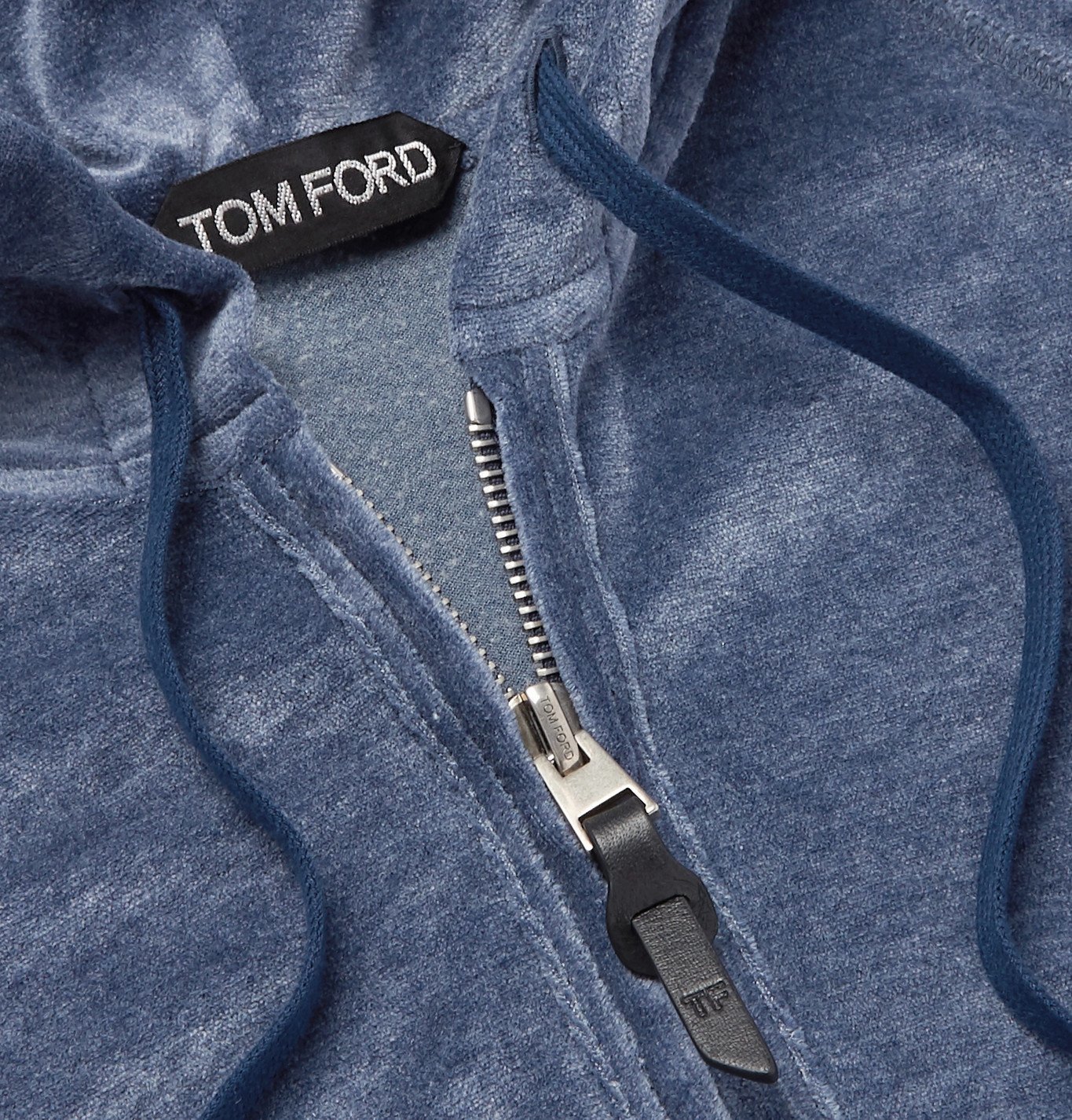 TOM FORD - Velour Zip-Up Hoodie - Blue TOM FORD