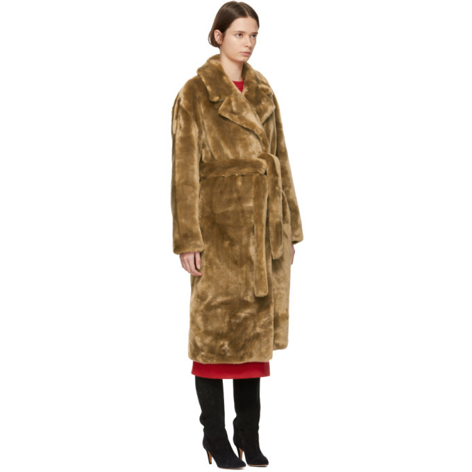 Tibi Brown Faux-Fur Oversized Luxe 