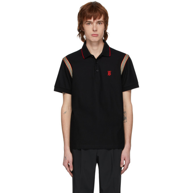 Burberry Black Kian Icon Stripe Polo Burberry