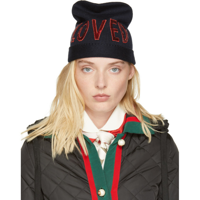 Gucci Navy Wool Loved Beanie Gucci