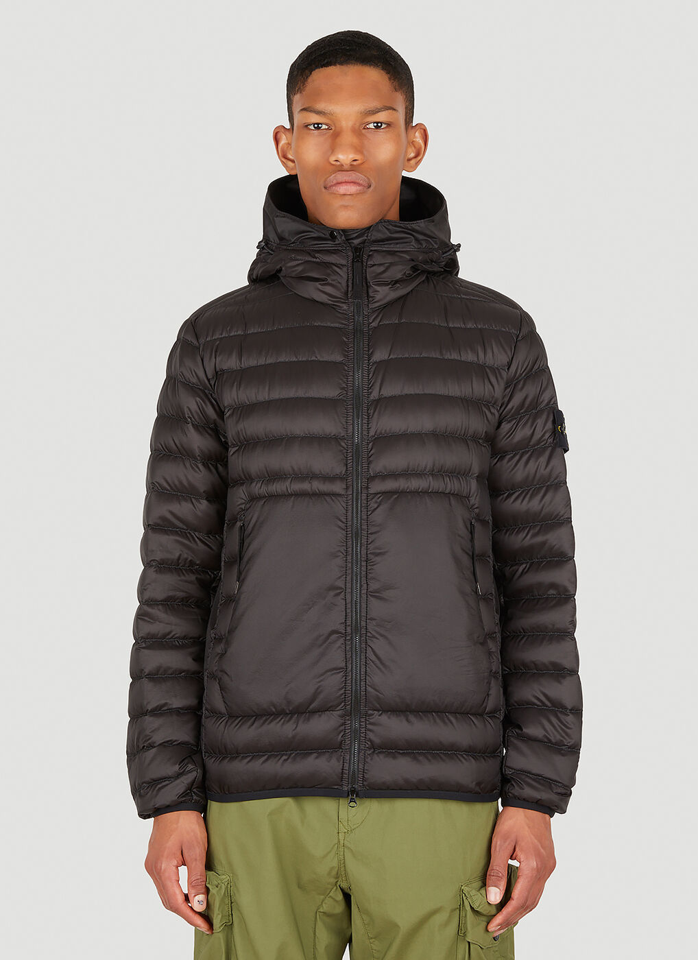 Hooded Quilted Jacket in Brown Stone Island