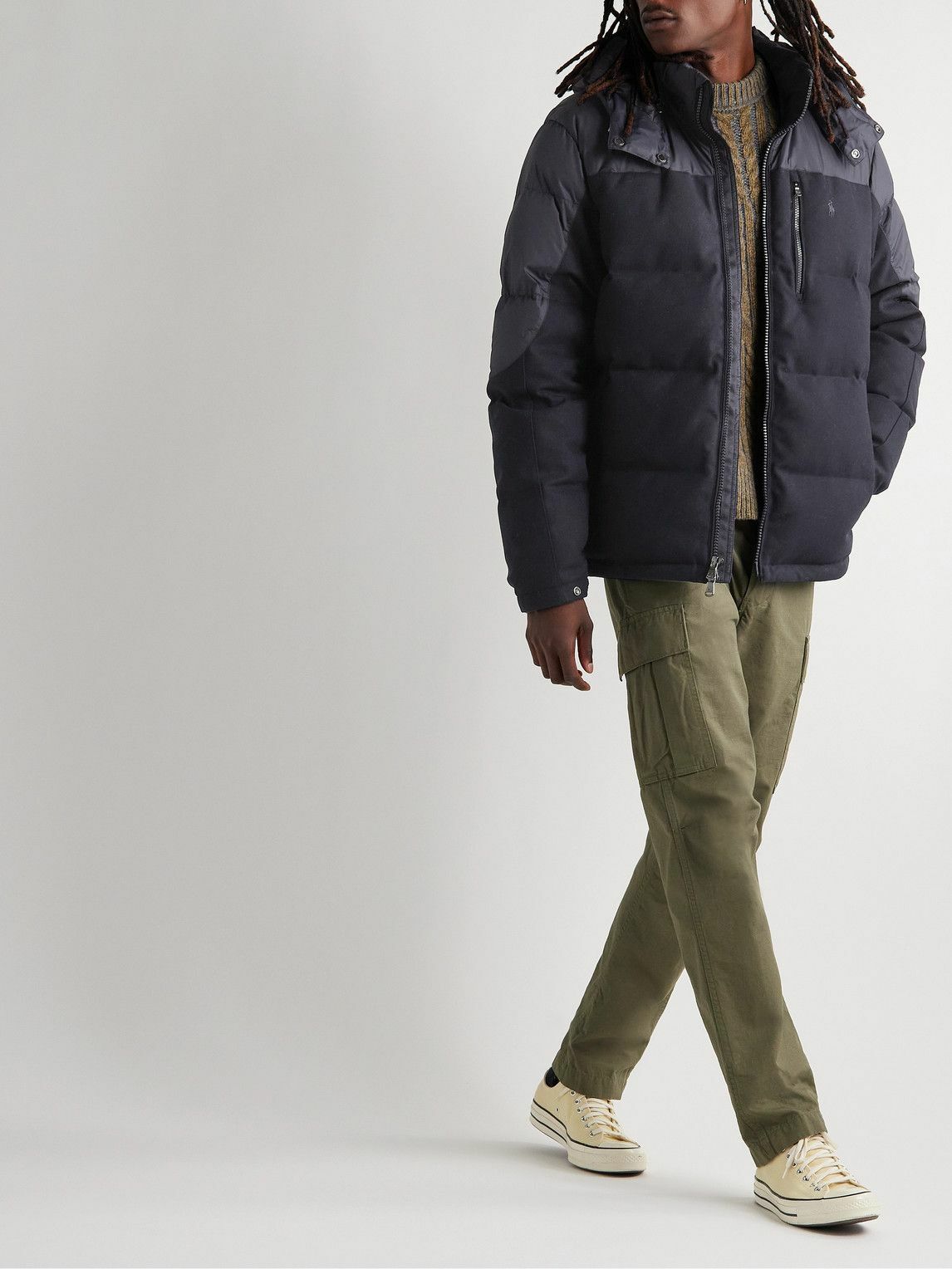 Polo Ralph Lauren - Quilted Wool-Blend Twill and Ripstop Down Hooded Jacket  - Blue Polo Ralph Lauren