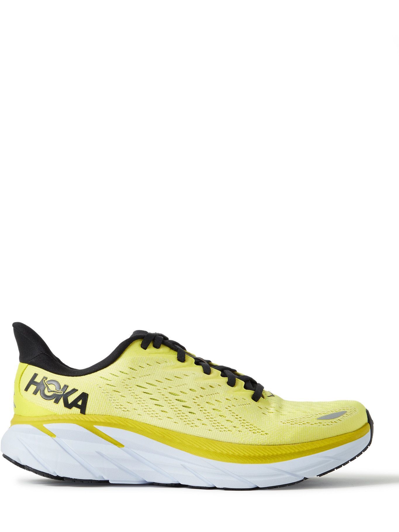 Hoka One One - Clifton 8 Rubber-Trimmed Mesh Running Sneakers - Yellow ...