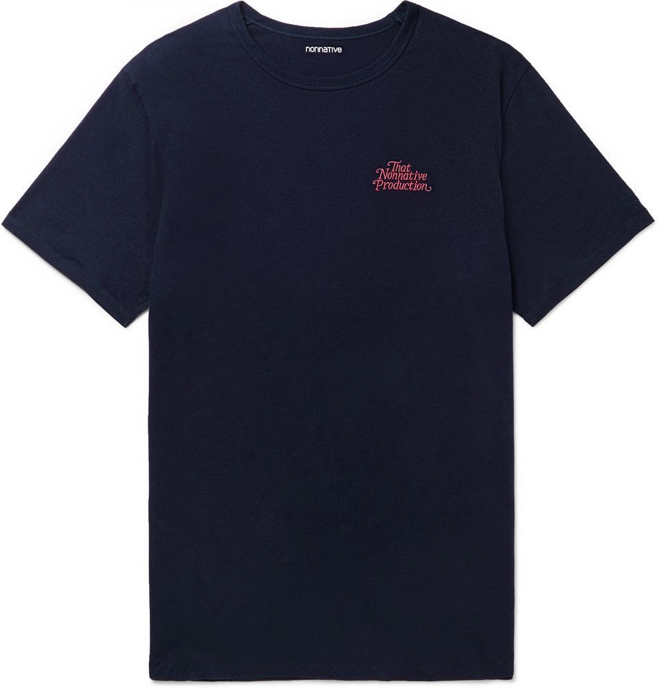 nonnative - Logo-Embroidered Cotton-Jersey T-Shirt - Navy Nonnative