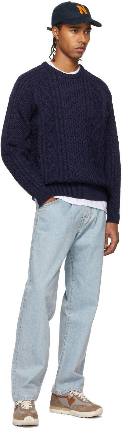 Noah Navy Wool Fisherman Sweater Noah NYC