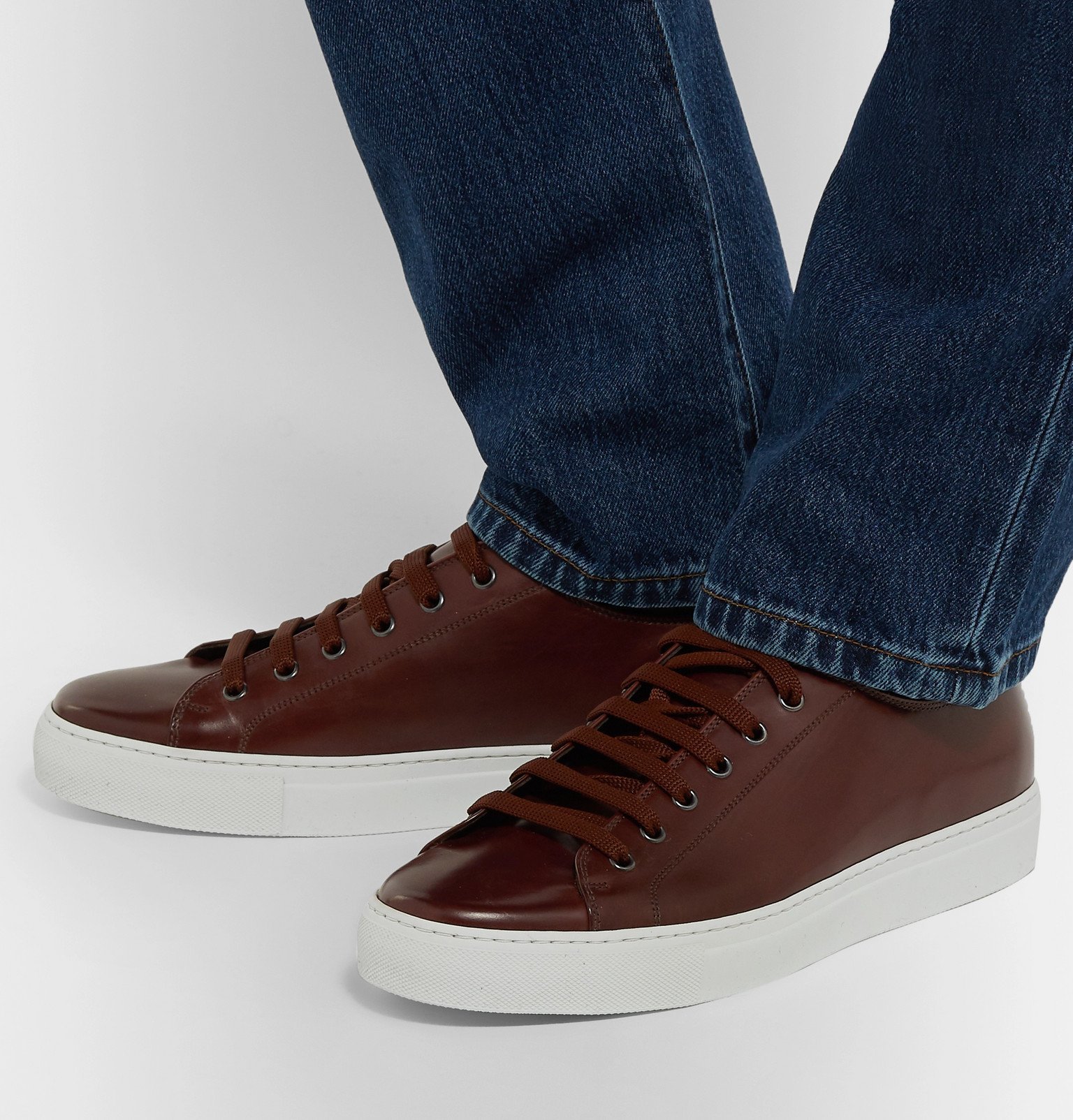 Paul Smith - Sotto Burnished-leather Sneakers - Brown Paul Smith