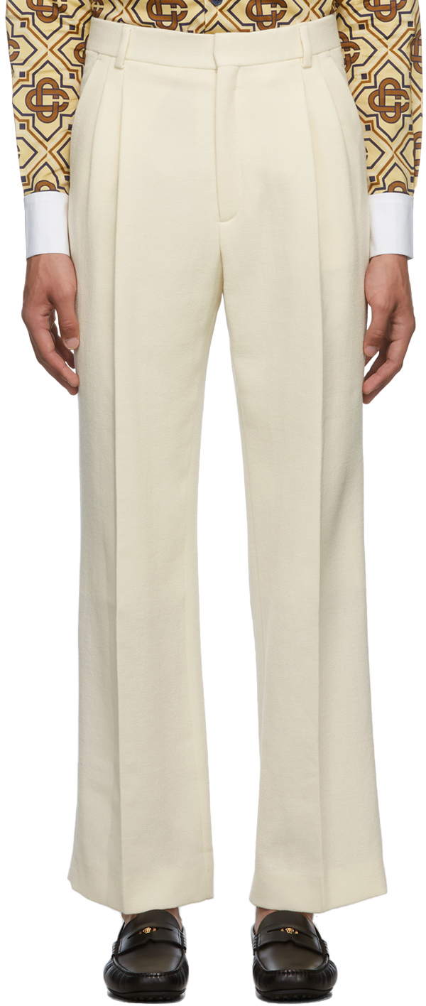 Casablanca Off-White Merino Wool Pleated Trousers Casablanca