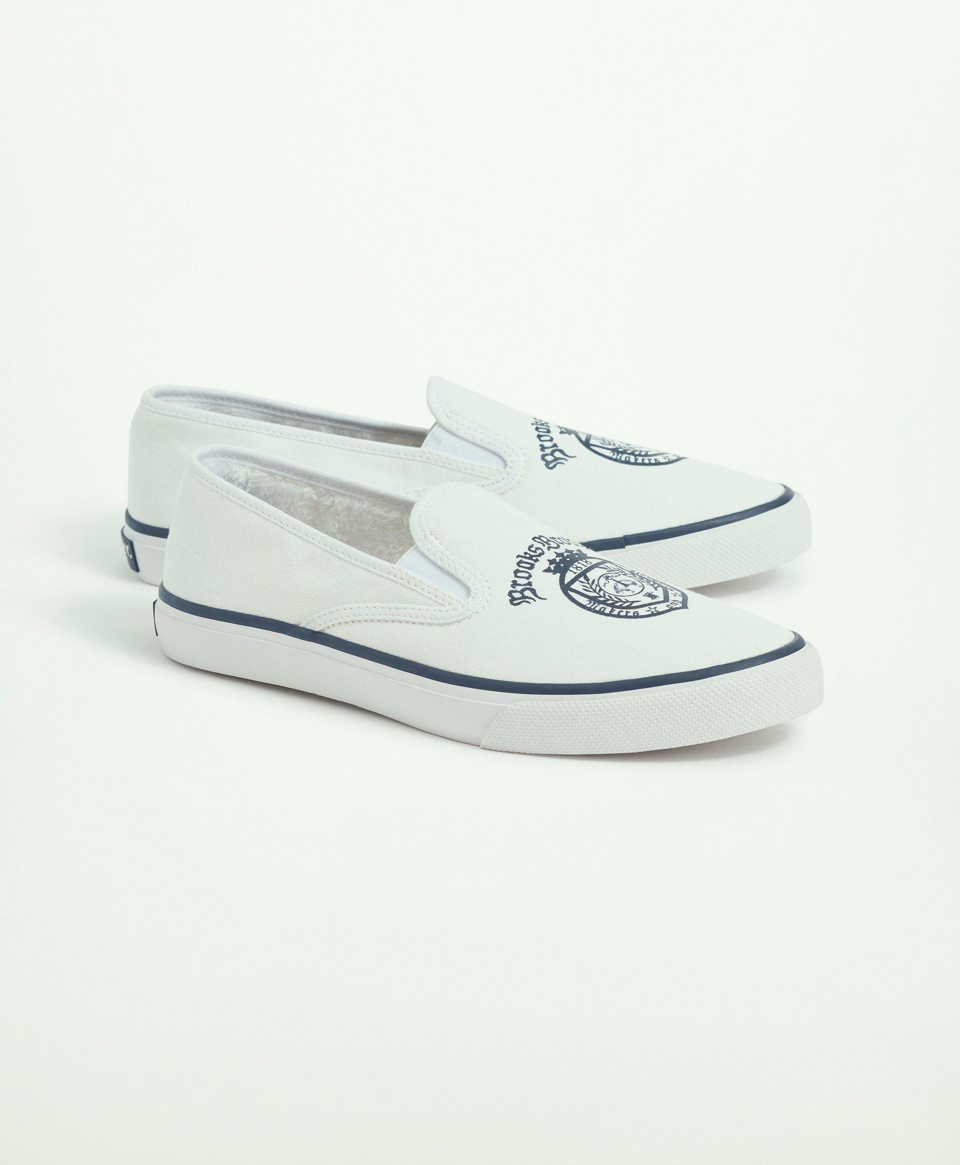 Brooks Brothers Sperry x "Crest" Slip On Shoes | White