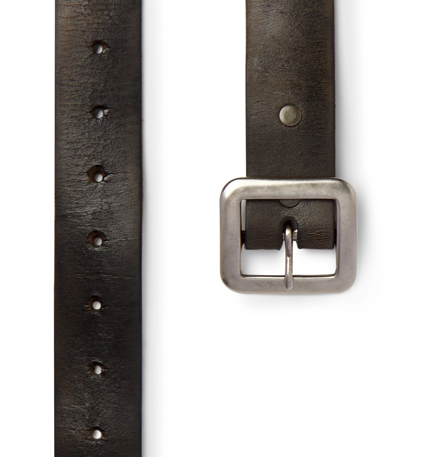 RRL - 3.5cm New Burlington Tumbled-Leather Belt - Black RRL