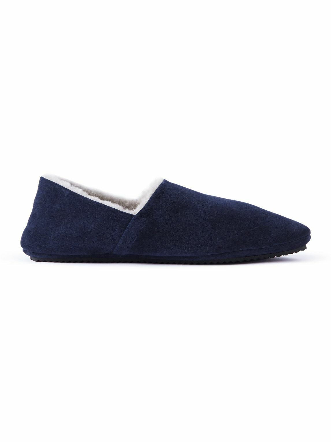 Photo: Mr P. - Shearling-Lined Suede Slippers - Blue