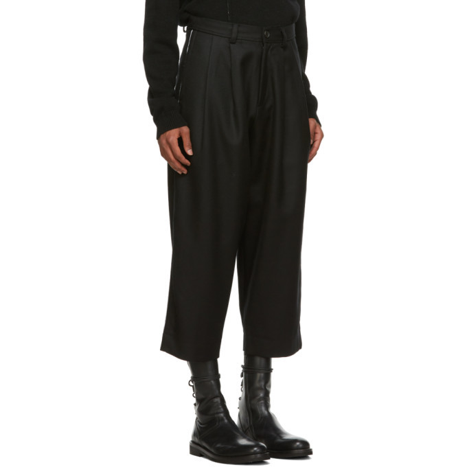 Isabel Benenato Black Wool Diagonal Oversized Trousers Isabel Benenato