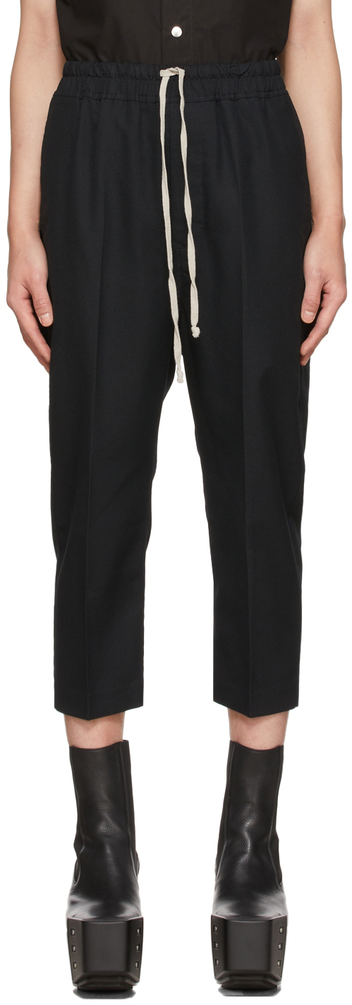 Rick Owens Black Drawstring Astaires Cropped Trousers Rick Owens