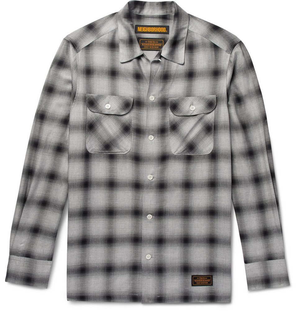 Neighborhood - Camp-Collar Checked Twill Shirt - Men - Gray Neighborhood